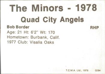 1978 TCMA Quad City Angels #6 Bob Border Back