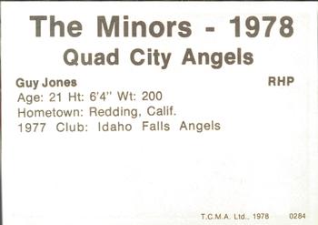 1978 TCMA Quad City Angels #12 Guy Jones Back