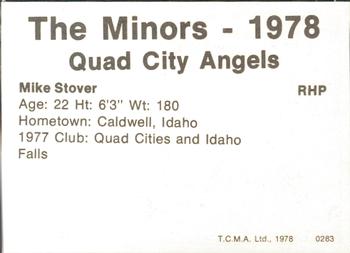 1978 TCMA Quad City Angels #25 Mike Stover Back