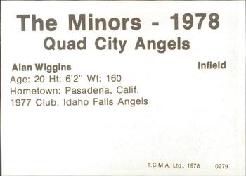 1978 TCMA Quad City Angels #29 Alan Wiggins Back