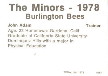 1978 TCMA Burlington Bees #0167 John Adam Back