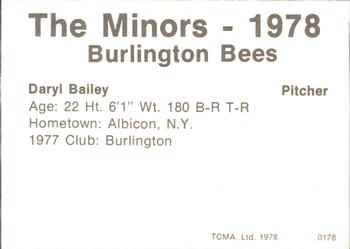 1978 TCMA Burlington Bees #0178 Daryl Bailey Back