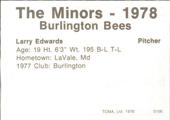 1978 TCMA Burlington Bees #0156 Larry Edwards Back