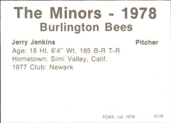 1978 TCMA Burlington Bees #0176 Jerry Jenkins Back