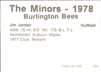 1978 TCMA Burlington Bees #0163 Jim Jordan Back