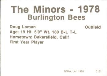 1978 TCMA Burlington Bees #0161 Doug Loman Back