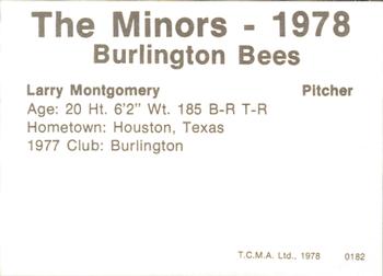 1978 TCMA Burlington Bees #0182 Larry Montgomery Back