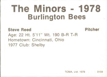 1978 TCMA Burlington Bees #0159 Steve Reed Back