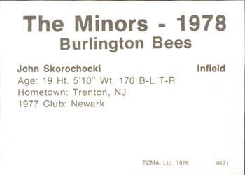 1978 TCMA Burlington Bees #0171 John Skorochocki Back
