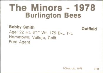 1978 TCMA Burlington Bees #0165 Bobby Smith Back
