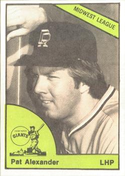 1978 TCMA Cedar Rapids Giants #1 Pat Alexander Front