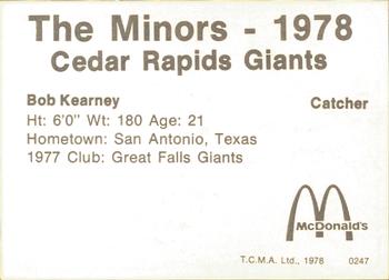 1978 TCMA Cedar Rapids Giants #12 Bob Kearney Back