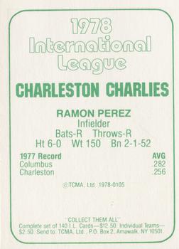 1978 TCMA Charleston Charlies #105 Ramon Perez Back