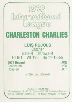 1978 TCMA Charleston Charlies #99 Luis Pujols Back