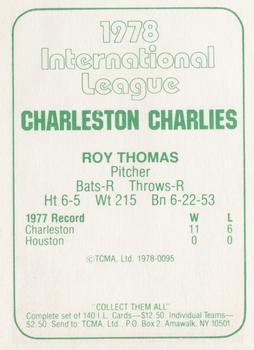 1978 TCMA Charleston Charlies #95 Roy Thomas Back