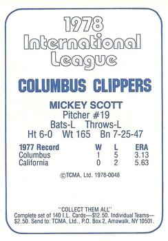 1978 TCMA Columbus Clippers #0048 Mickey Scott Back