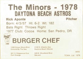 1978 TCMA Daytona Beach Astros #2 Rick Aponte Back