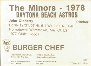 1978 TCMA Daytona Beach Astros #5 John Cloherty Back