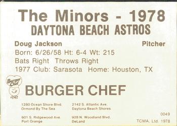 1978 TCMA Daytona Beach Astros #12 Doug Jackson Back