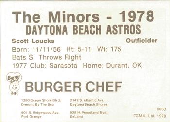 1978 TCMA Daytona Beach Astros #16 Scott Loucks Back