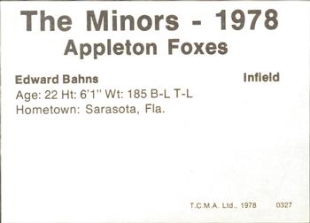 1978 TCMA Appleton Foxes #2 Edward Bahns Back
