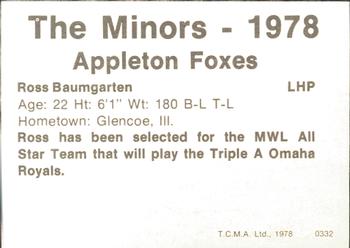 1978 TCMA Appleton Foxes #4 Ross Baumgarten Back