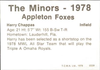 1978 TCMA Appleton Foxes #5 Harry Chappas Back