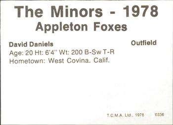 1978 TCMA Appleton Foxes #7 David Daniels Back