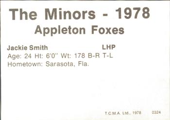 1978 TCMA Appleton Foxes #17 Jackie Smith Back