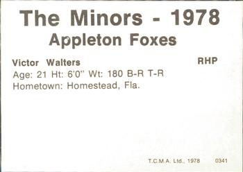 1978 TCMA Appleton Foxes #25 Victor Walters Back