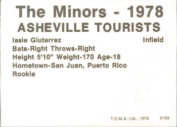 1978 TCMA Asheville Tourists #0193 Issie Gutierrez Back