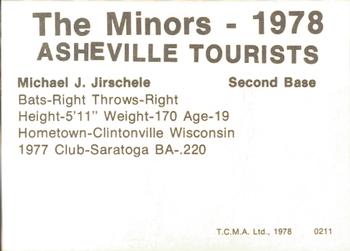 1978 TCMA Asheville Tourists #0211 Mike Jirschele Back