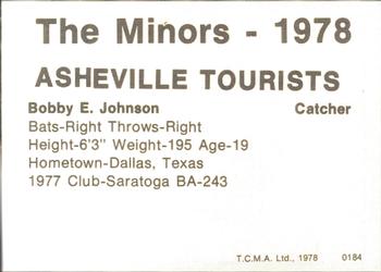 1978 TCMA Asheville Tourists #0184 Bobby Johnson Back