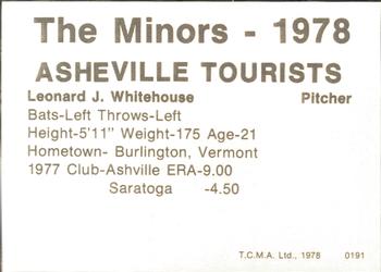 1978 TCMA Asheville Tourists #0191 Len Whitehouse Back