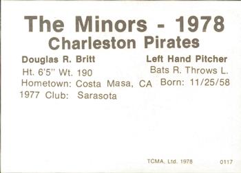 1978 TCMA Charleston Pirates #1 Doug Britt Back