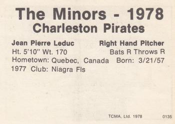 1978 TCMA Charleston Pirates #12 Jean Leduc Back