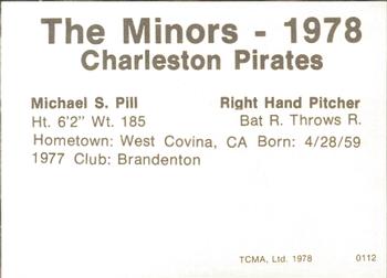 1978 TCMA Charleston Pirates #18 Mike Pill Back