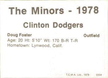 1978 TCMA Clinton Dodgers #0304 Doug Foster Back