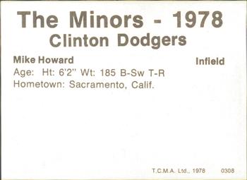 1978 TCMA Clinton Dodgers #0308 Mike Howard Back