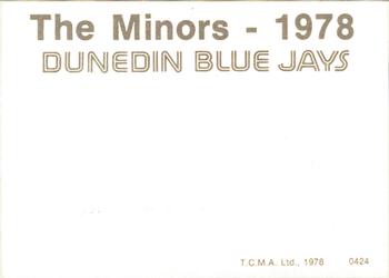 1978 TCMA Dunedin Blue Jays #0424 Benny Perez Back
