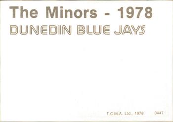 1978 TCMA Dunedin Blue Jays #0447 Pete Rowe Back