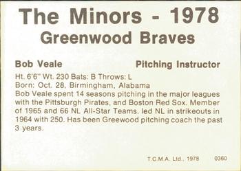 1978 TCMA Greenwood Braves #0360 Bob Veale Back