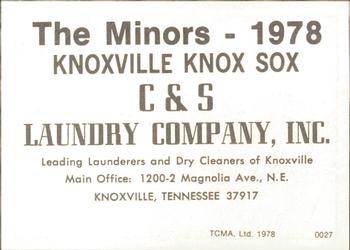 1978 TCMA Knoxville Knox Sox #0027 Ken Silvestri Back