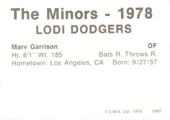 1978 TCMA Lodi Dodgers #5 Marv Garrison Back
