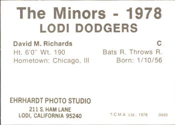 1978 TCMA Lodi Dodgers #13 Dave Richards Back