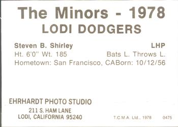 1978 TCMA Lodi Dodgers #19 Steve Shirley Back