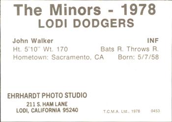 1978 TCMA Lodi Dodgers #24 John Walker Back