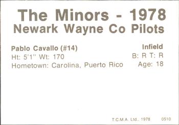 1978 TCMA Newark Wayne Co-Pilots #6 Pablo Cavallo Back