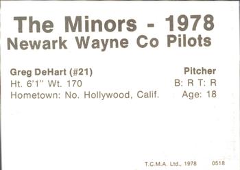 1978 TCMA Newark Wayne Co-Pilots #9 Greg DeHart Back