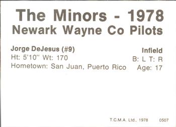 1978 TCMA Newark Wayne Co-Pilots #10 Jorge DeJesus Back